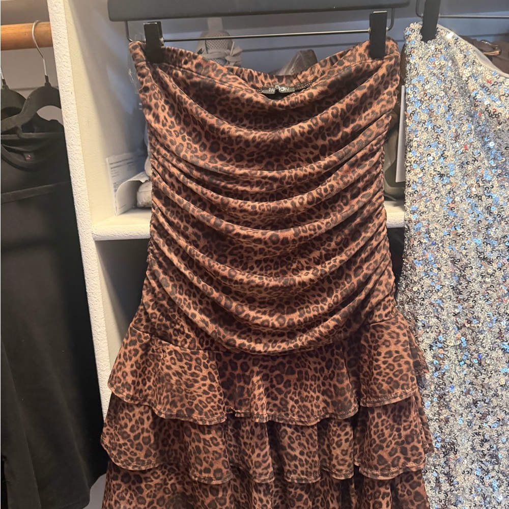 Leopard Print Strapless Dress